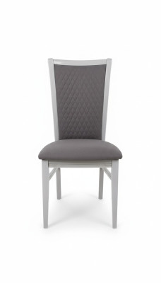 Silla de comedor de madera gris con tela de respaldo de diseño relajado de Italia.