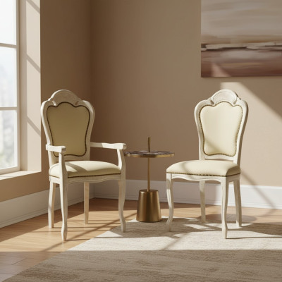 Silla con apoyabrazos Silla de comedor de madera Nuevas sillas de comedor Diseño de sillón Barroco