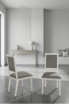 Silla Silla de comedor Madera Tela Sillas de comedor Diseño Sillón Gris Nuevo Respaldo nuevo