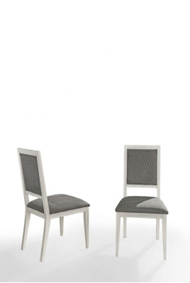 Silla Silla de comedor Madera Tela Sillas de comedor Diseño Sillón Gris Nuevo Respaldo nuevo