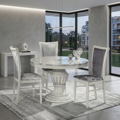 Mesa de comedor redonda de madera clásica barroca italiana