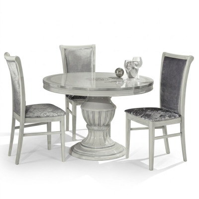 Mesa de comedor redonda de madera clásica barroca italiana