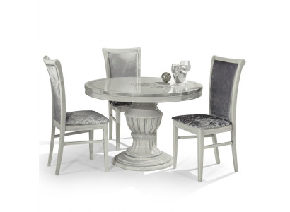 Mesa de comedor redonda de madera clásica barroca italiana