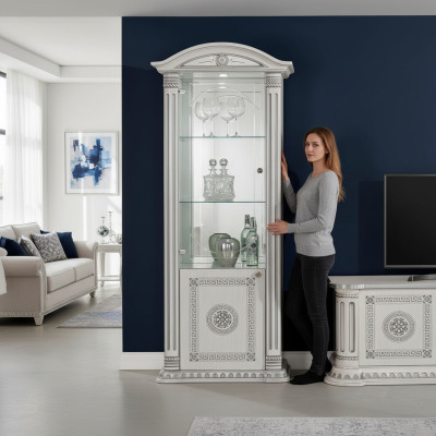 Vitrina credenza de lujo con vidrio armario blanco diseño muebles nuevo