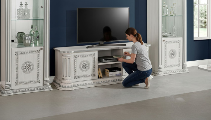Sideboard de diseño RTV para TV, mueble bajo de lujo en madera blanca, nuevo