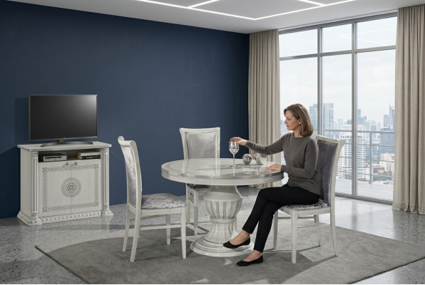 Juego de lujo de 3 piezas mesa de comedor vitrina cómoda mesas cómoda