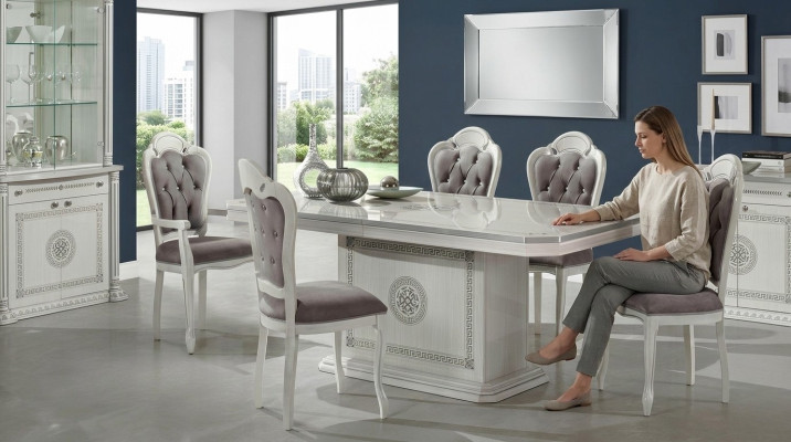 Juego de lujo para comedor mesa sillas XXL mesas sillas diseño de madera 5 piezas