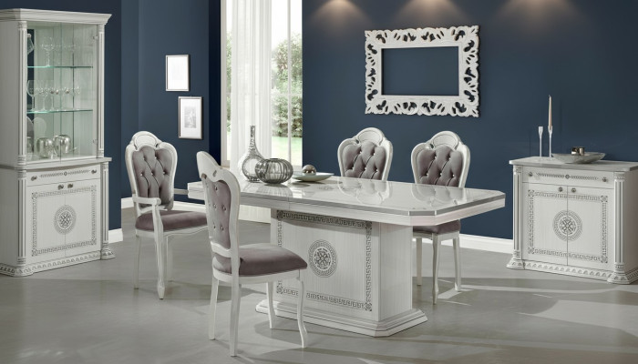 Juego de lujo para comedor mesa sillas XXL mesas sillas diseño de madera 5 piezas