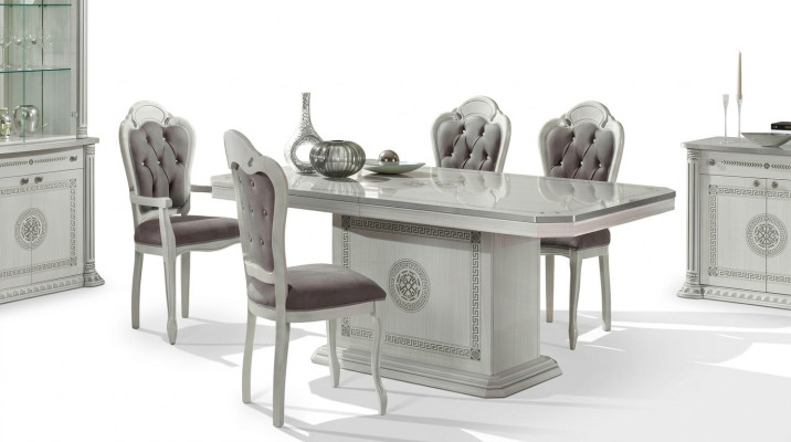 Juego de lujo para comedor mesa sillas XXL mesas sillas diseño de madera 5 piezas
