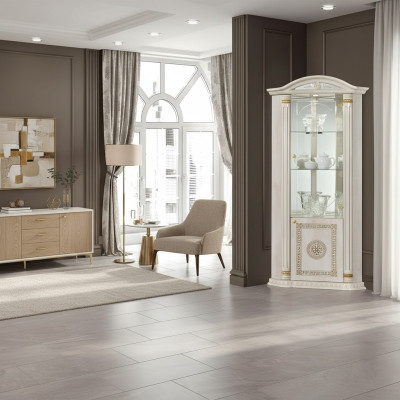 Vitrina de esquina Vitrina Credenza Vitrinas Lujo Cristal Armario Armadietto Esquina Madera Diseño