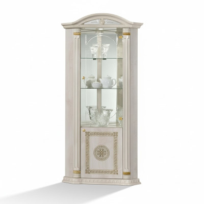 Vitrina de esquina Vitrina Credenza Vitrinas Lujo Cristal Armario Armadietto Esquina Madera Diseño