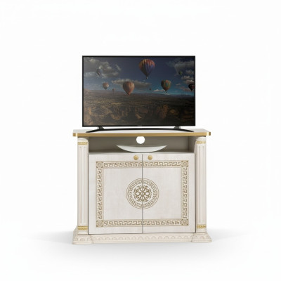 Mueble de TV de diseño, consola para televisor, mueble de lujo en madera dorada beige