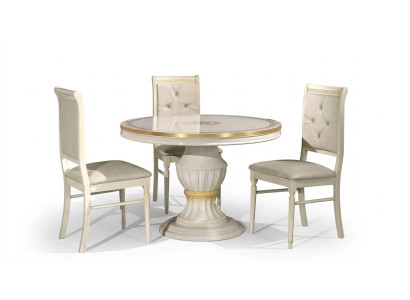 Mesa redonda de comedor de madera, muebles barrocos clásicos, nueva
