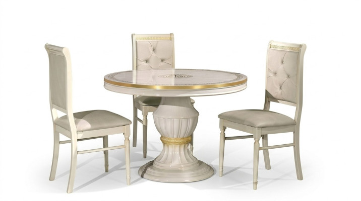 Conjunto de muebles de comedor con mesa redonda de madera de 4 piezas