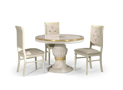 Conjunto de muebles de comedor con mesa redonda de madera de 4 piezas