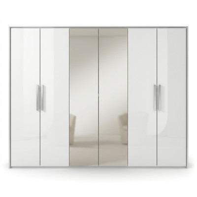 Armario espejo para dormitorio con 6 puertas de madera