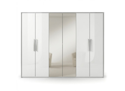 Armario espejo para dormitorio con 6 puertas de madera