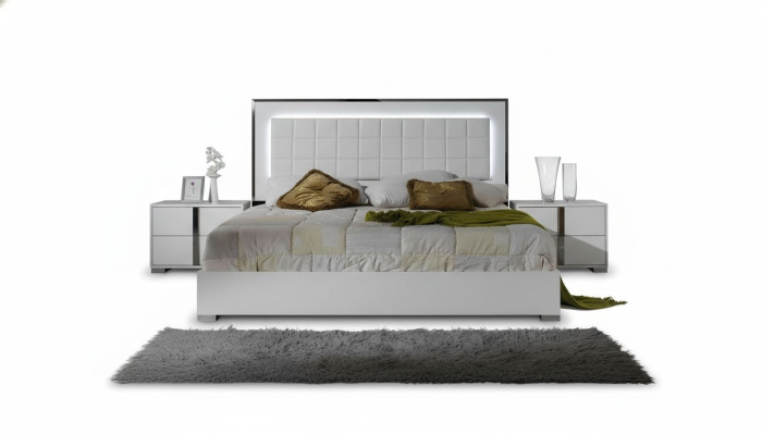 Cama de madera con mesitas modernas 3 piezas
