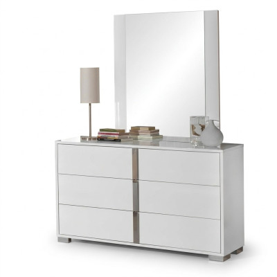Conjunto de mesitas de noche con espejo moderno de diseño en madera de 2 piezas para dormitorio nuevo