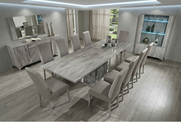 Conjunto de mesas y sillas de comedor moderno de madera de 9 piezas