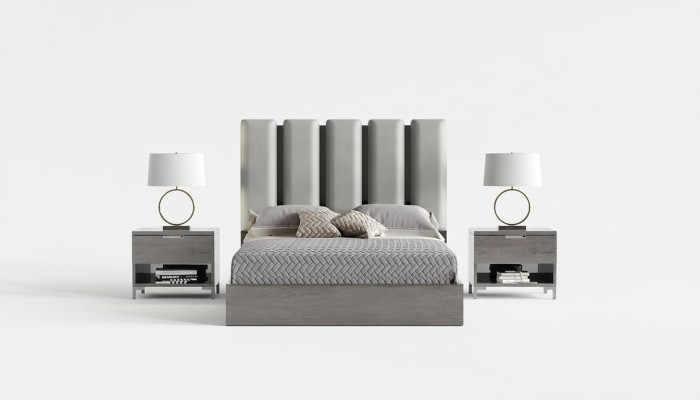 Cama de dormitorio, mesita de noche, camas, cama tapizada, cama matrimonial, estructura de cama, juego de 3 piezas.