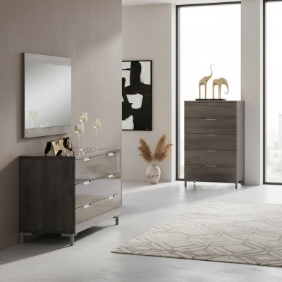 Conjunto de cómoda con espejo de madera moderno