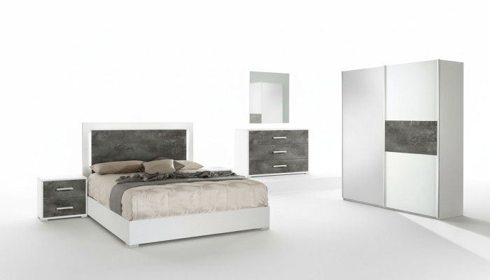Juego de 6 piezas para dormitorio, mesita de noche, armario, cómoda, espejo, matrimonial, nuevo