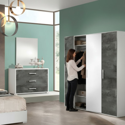 Armario moderno de 4 puertas para guardarropa de madera para dormitorio nuevo