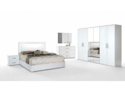 Juego de dormitorio de 6 piezas cama mesita armario cómoda espejo