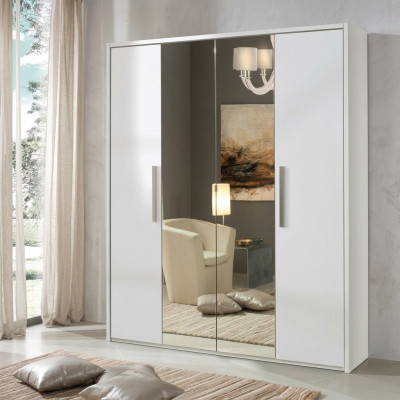 Armario de 4 puertas diseño muebles de madera armarios blanco espejo