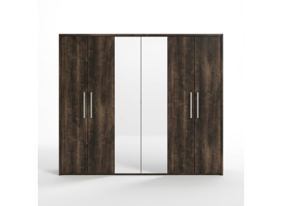 xxl armario con 6 puertas móviles diseño madera lujo espejo nuevo
