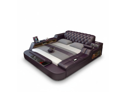 Diseño cama XXL grandes camas cuero hotel tapizado 180x200 estante multifunción