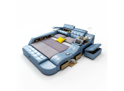 Diseño cama XXL grande de cuero de hotel tapizado 180x200 cama con estante multifuncional