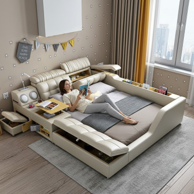 Cama doble tapizada dormitorio 180x200cm cama multifuncional camas