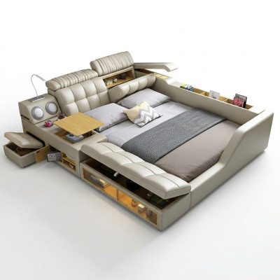 Cama doble tapizada dormitorio 180x200cm cama multifuncional camas