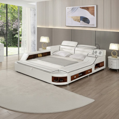 Diseño de cama de cuero con doble estante, camilla de masaje multifuncional para hoteles.