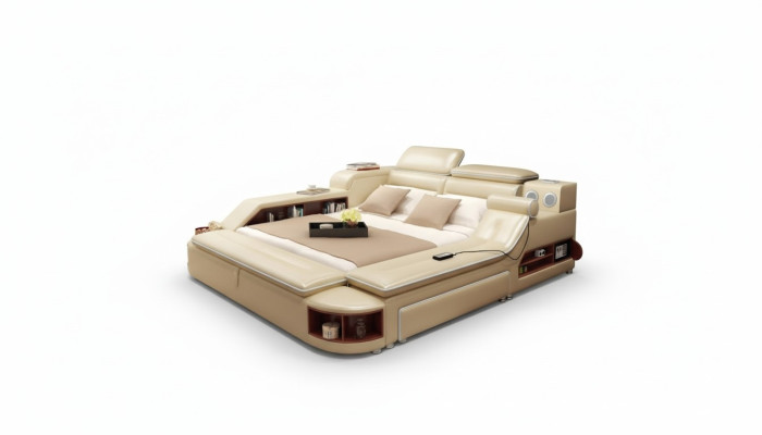 Cama multifunción con caja fuerte, función de calefacción, puerto USB y sonido. Cama doble nueva.