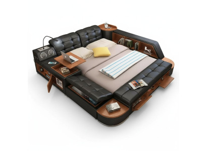 Camas Modernas Hotel Multifunción Cama Doble de Lujo Diseño de Cuero