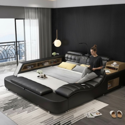 Cama doble dormitorio cama tapizada 180x200cm cama multifuncional camas