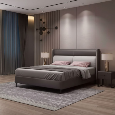 Diseño de cama doble de hotel de madera Dubai de 180 x 200 cm.