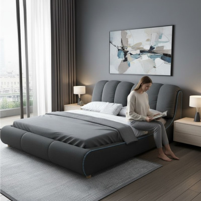 Diseño de cama de madera moderna 180x200 para dormitorio matrimonial de lujo en hotel.