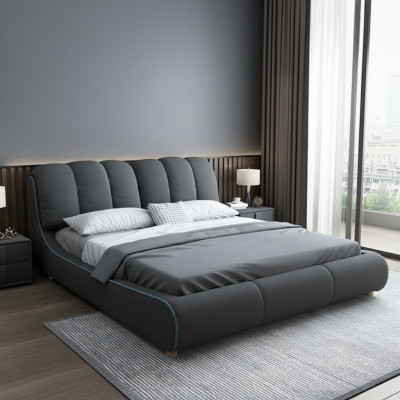 Diseño de cama de madera moderna 180x200 para dormitorio matrimonial de lujo en hotel.
