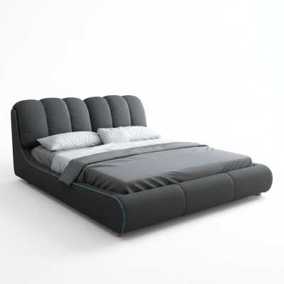 Diseño de cama de madera moderna 180x200 para dormitorio matrimonial de lujo en hotel.