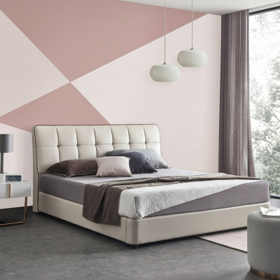 Camas de diseño Cama doble Cama matrimonial 180x200cm Cama de cuero Lámpara Cama tapizada