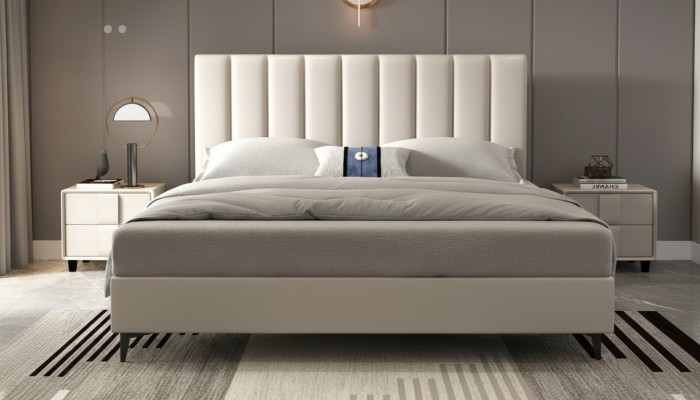 Diseño de camas de madera y cuero de 180x200 cm, muebles de dormitorio, camas de hotel.