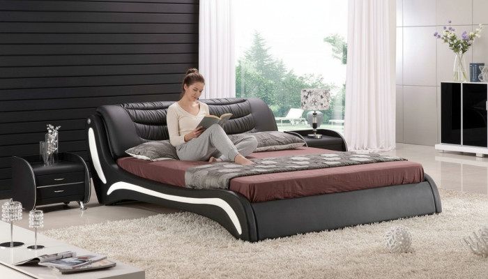 Cama de diseño, cama de habitación, camas de cuero, hotel de lujo, tapizado italiano