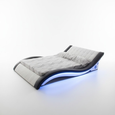 Diseño de cama de lujo Camas digitales USB Muebles de dormitorio de cuero Doble