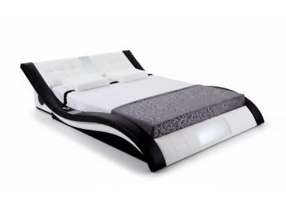 Diseño de cama Camas digitales USB Lujo Muebles de dormitorio de cuero Doble