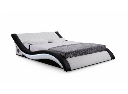 Diseño de cama digital USB de lujo para dormitorio en cuero doble.