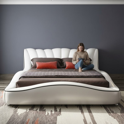 Lujo habitación doble camas de madera textil 180x200 cama clásica.